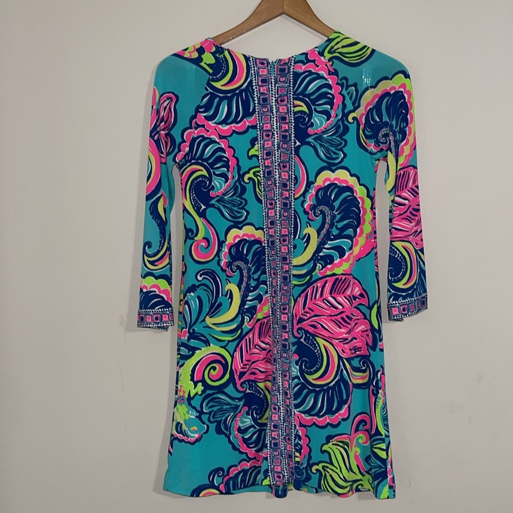 Lilly Pulitzer Dress Womens XS Blue Pink Private Island Engineered Preppy - Picture 7 of 8